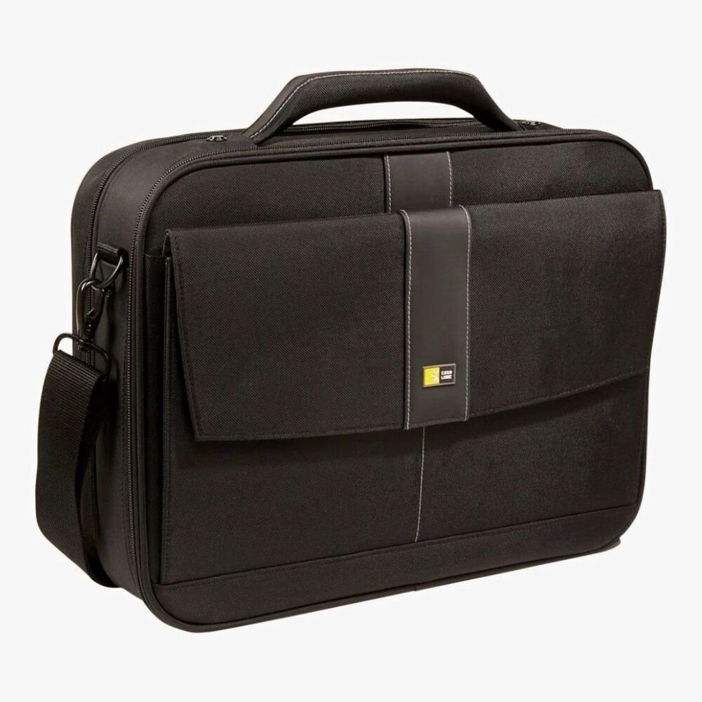Case Logic Padded Nylon Black/Gray 15 in Laptop Briefcase Adjustable Strap